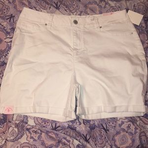 2 for $10 High rise white denim shorts